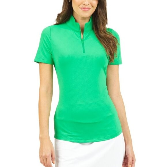 IBKUL Isleworth Ladies Polo Zip Mock Neck Green XS NWT - Picture 1 of 11